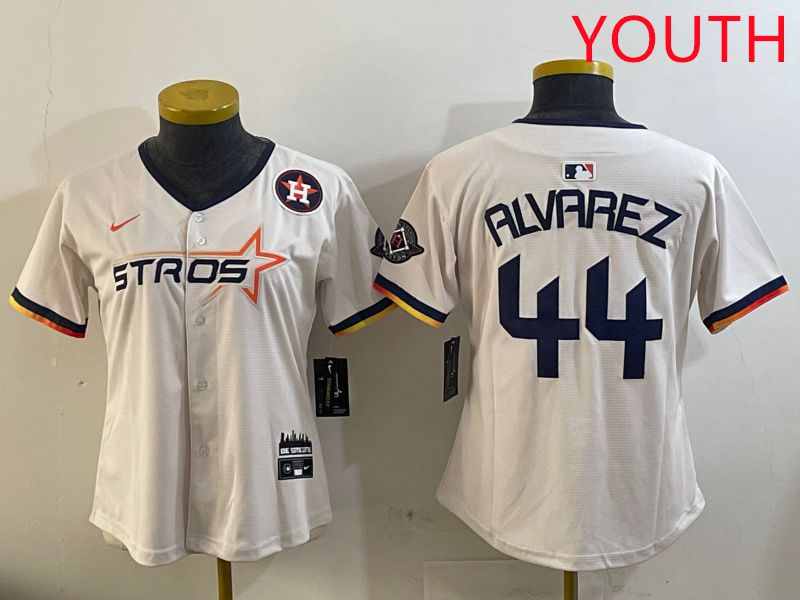 Youth Houston Astros #44 Alvarez Cream Three generations Joint Name 2025 Nike MLB Jersey style 12